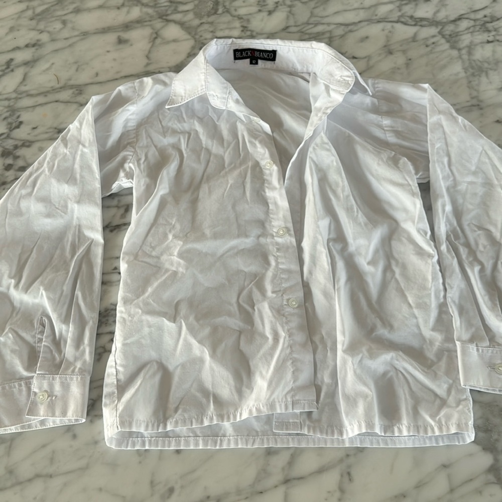 Black N Bianco boys, tuxedo, shirt, size 12 white